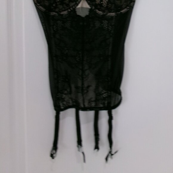 New Victoria's Secret Side Zipper Lace Bustier Garter Black Nude Push-Up 34C - Picture 5 of 11